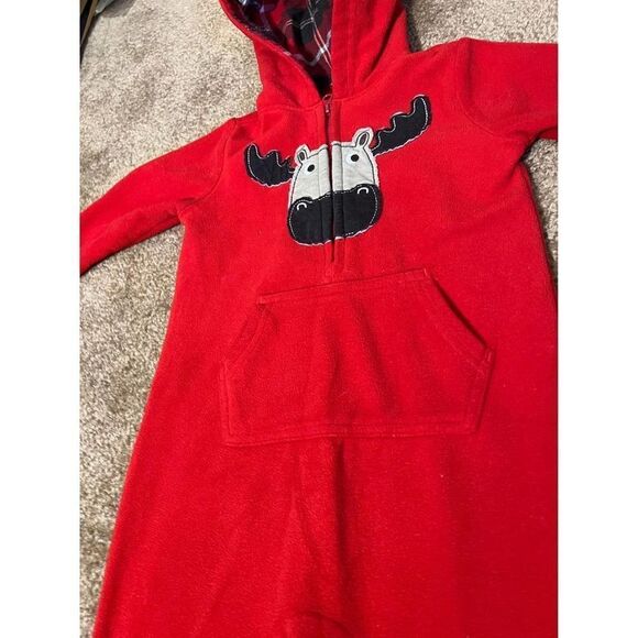 Carters 12m red long Sleeve Hooded Bodysuit Baby Boy • Moose Theme - Picture 4 of 6